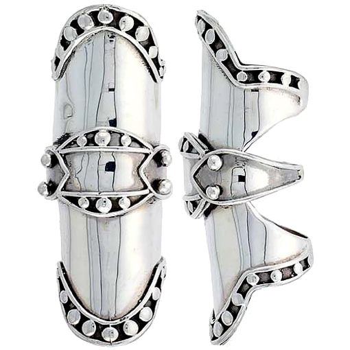 Picture of Sterling Silver Finger Armor Ring 2 1/2 inch wide sizes 8 - 10