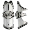 Picture of 2 3/8 inch long Sterling Silver Finger Armor Ring C Scroll Center Twisted Rope Trim