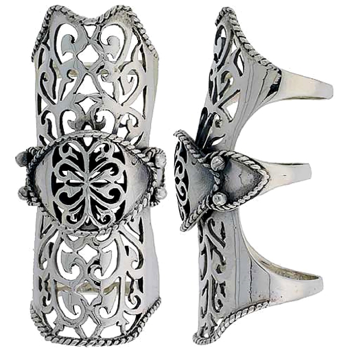 Picture of Sterling Silver Filigree Finger Armor Ring 2 1/4 inch wide