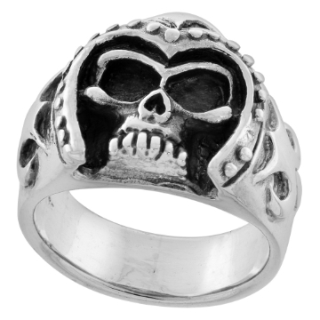 Picture of Sterling Silver Helmet Skull Ring 3/4 inch wide sizes 8 to 14
