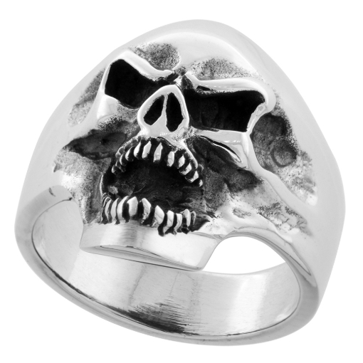 Picture of Sterling Silver Skull Ring 1 1/16 inch wide sizes 8 to 14