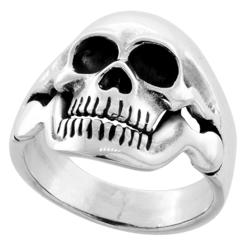 Picture of Sterling Silver Skull Ring 1 inch wide sizes 8 to 14