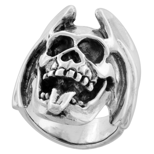 Picture of Sterling Silver Skull Ring 1 1/8 inch wide sizes 8 to 14