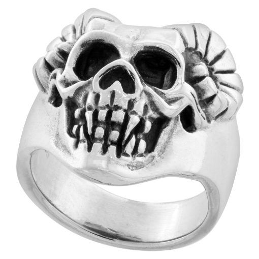 Picture of Sterling Silver Skull Ring 1 inch wide sizes 8 to 14