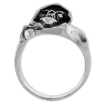 Picture of Sterling Silver Grim Reaper Skull Ring 1 inch wide sizes 8 to 14