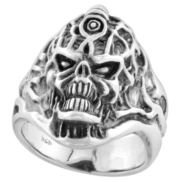 Picture of Sterling Silver 6 Skull Ring 7/16 inch wide sizes 8 to 14