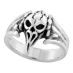 Picture of Sterling Silver Vulture Skull Ring 3/4 inch wide sizes 8 to 14