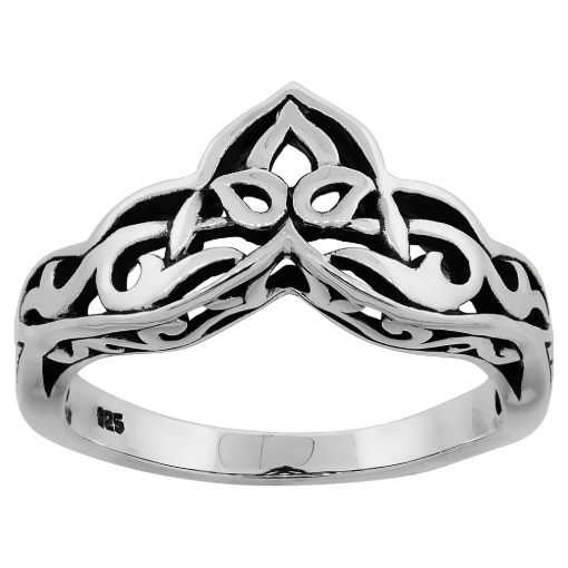 Picture of Sterling Silver Celtic Crown Ring for Women 3/8 inch wide sizes 5 to 12