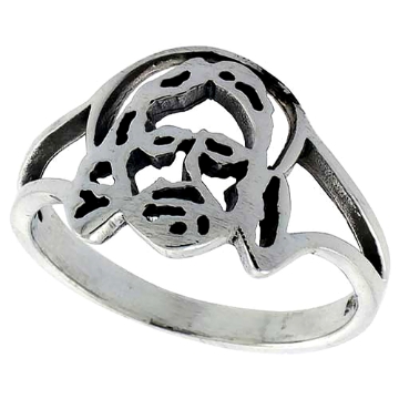 Picture of Sterling Silver Jesus christ Ring for Women 1/2 inch wide sizes 5 to 12