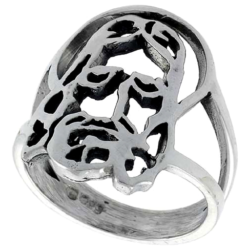 Picture of Sterling Silver Jesus christ Ring for Women 7/8 inch wide sizes 5 to 12