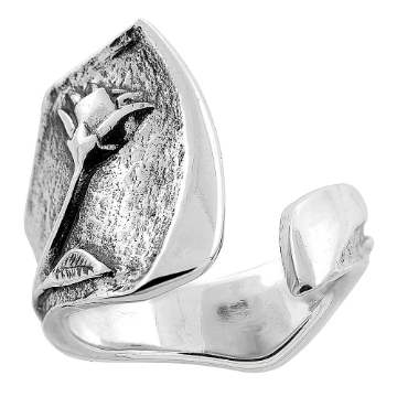 Picture of Sterling Silver Rose Spoon Ring for Women 3/4 inch wide sizes 5 to 12