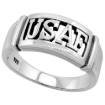 Picture of Sterling Silver Air Force Ring for Men and Women High Polished Solid 3/8 inch wide sizes 8 - 14