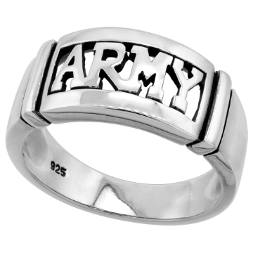 Picture of Sterling Silver Army Ring for Women and Men High Polished Solid 3/8 inch wide sizes 8-14
