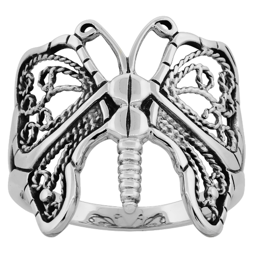 Picture of Sterling Silver Butterfly Ring for Women 3/4 inch (18mm) Long