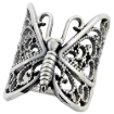 Picture of Large Sterling Silver Long Filigree Butterfly Ring for Women 1 1/4 inch (31mm) sizes 6 - 10 1/2