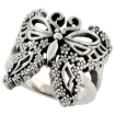 Picture of Sterling Silver Filigree Butterfly Ring for Women 3/4 inch (21mm) Long sizes 6 - 10 1/2