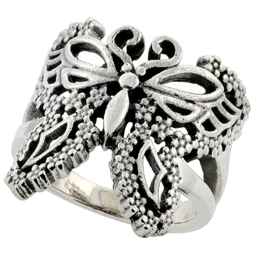 Picture of Sterling Silver Filigree Butterfly Ring for Women 3/4 inch (21mm) Long sizes 6 - 10 1/2