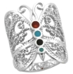 Picture of Sterling Silver Filigree Butterfly Ring for Women 1 inch wide sizes 6 - 10