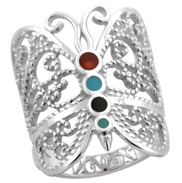 Picture of Sterling Silver Filigree Butterfly Ring for Women 1 inch wide sizes 6 - 10