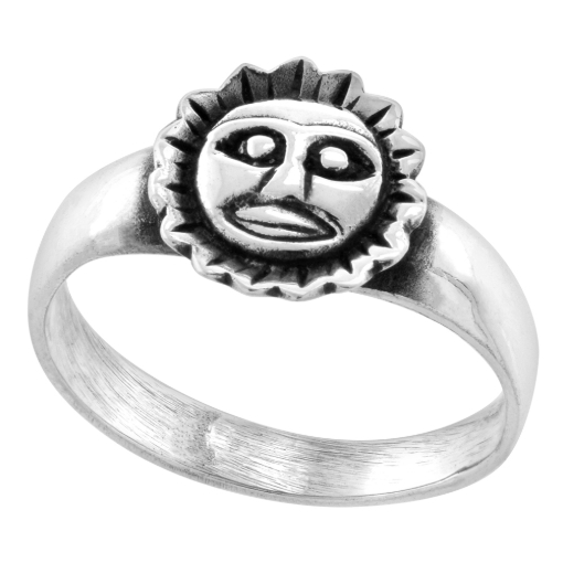 Picture of Dainty Sterling Silver Sun Ring for Women & Teens 3/8 inch (10mm) wide sizes 6 - 10