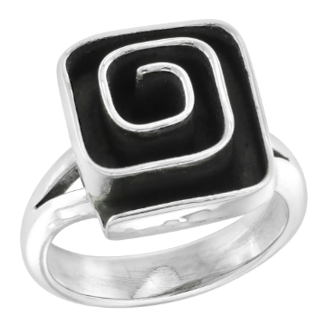 Picture of sterling silver Square Spiral Ring for Women Heavy Handmade 5/8 inch