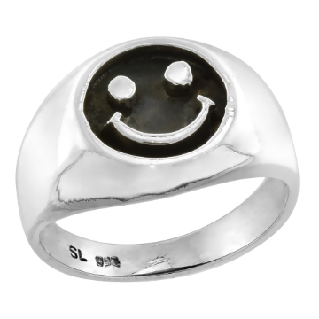 Picture of sterling silver Happy Face Ring for Men & Women 1/2 inch