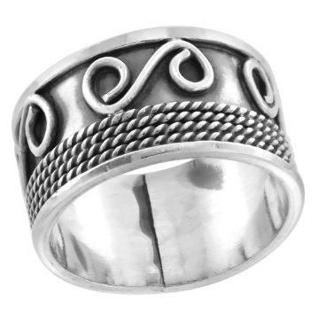 Picture of sterling silver Bali Ring S-Scrolls & Rope for Women Rope Design 1/2 inch
