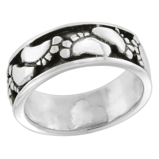 Picture of sterling silver Footprints Ring for Women 5/16 inch