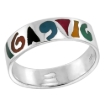 Picture of sterling silver Abstract Pattern Ring for Women Multicolor Enamel 1/4 inch sizes 6 - 13