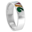 Picture of sterling silver Abstract Pattern Ring for Women Multicolor Enamel 1/4 inch sizes 6 - 13