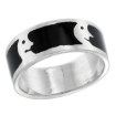 Picture of sterling silver Moon Man Ring for Women & Men Black Enamel 5/16 inch