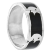 Picture of sterling silver Moon Man Ring for Women & Men Black Enamel 5/16 inch