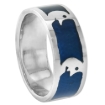 Picture of sterling silver Moon Man Ring for Women & Men Blue Enamel 5/16 inch