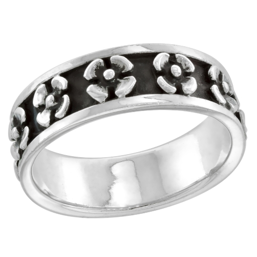 Picture of sterling silver 4-Petal Flower Ring for Women 1/4 inch sizes 6 - 13