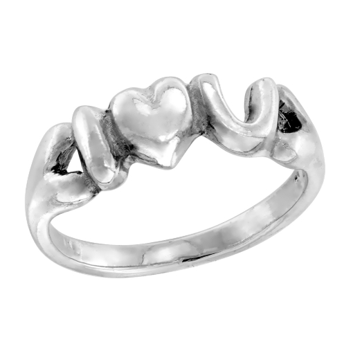 Picture of sterling silver I Love You Ring for Women 1/4 inch sizes 5 - 13