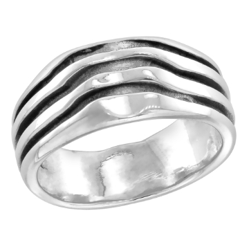 Picture of sterling silver 3-Stripe Ring for Women 3/8 inch