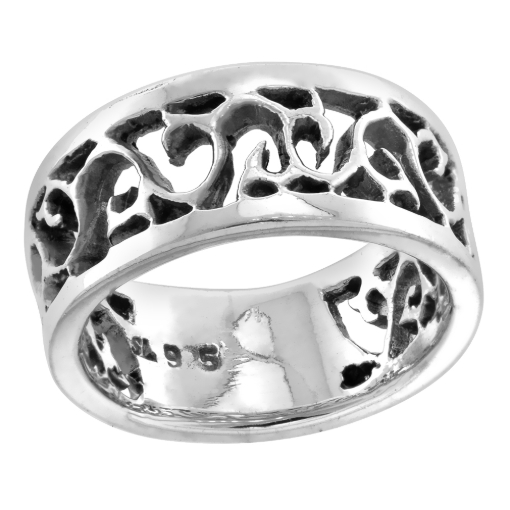 Picture of sterling silver Cut-out Swirl Ring for Women 3/8 inch