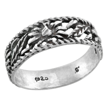 Picture of sterling silver Floral Pattern Ring for Women 1/4 inch