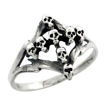 Picture of sterling silver Skull Cross Ring for Women 7/16 inch sizes 6 - 13