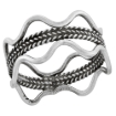 Picture of Sterling Silver Wavy Ring Band Ring for Women Rope Center 3/4 wide