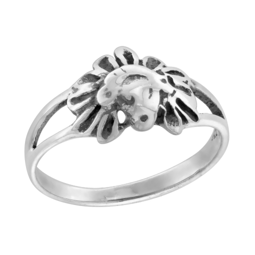 Picture of sterling silver Small Indian Head Ring for Women 11/32 inch 9 mm wide