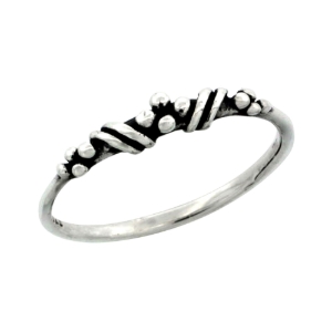Picture of Sterling Silver Very Thin Beaded Ring, 1/8 in. (3 mm) wide