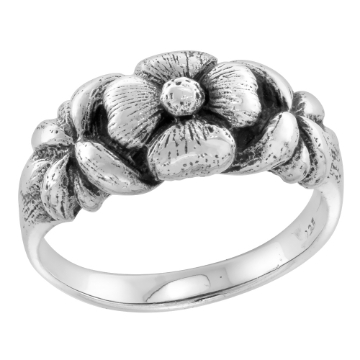 Picture of sterling silver Plumeria Flower Ring for Women 5/16 inch