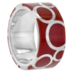 Picture of Sterling Silver High Polished Circles Ring Red Enamel 3/8 inch wide sizes 6 to 10