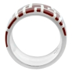 Picture of Sterling Silver High Polished Geometric Pattern Ring Red Enamel 15/32 inch wide sizes 6 to 10
