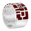 Picture of Sterling Silver High Polished Geometric Pattern Ring Red Enamel 15/32 inch wide sizes 6 to 10