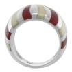 Picture of Sterling Silver High Polished Domed Ring Red & White Stripes Enamel 5/8 inch wide sizes 6 to 10