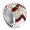Picture of Sterling Silver High Polished Domed Ring Red & White Stripes Enamel 5/8 inch wide sizes 6 to 10