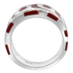 Picture of Sterling Silver High Polished Mask Ring Red Enamel 1/2 inch wide sizes 6 to 10