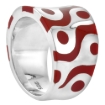 Picture of Sterling Silver High Polished Mask Ring Red Enamel 1/2 inch wide sizes 6 to 10